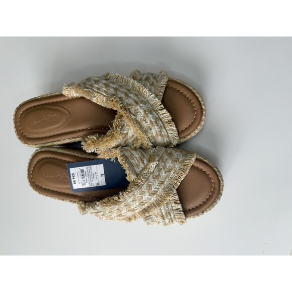 Woman's Sandals Slip On Universal Thread Chunky Block High Heel Tan Size 8.5 - Picture 2 of 6